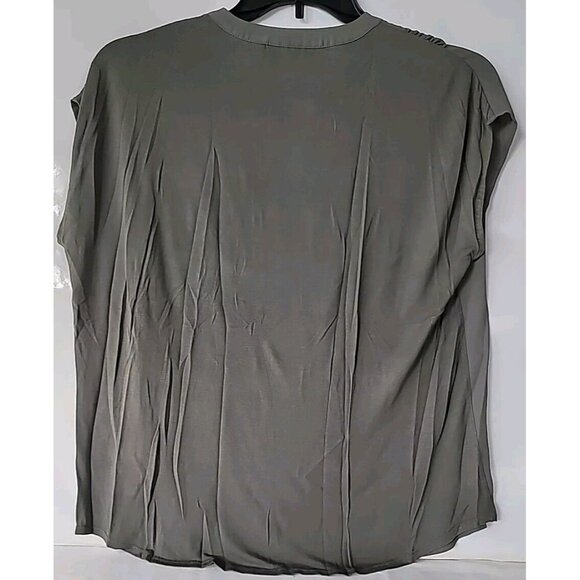 INC Macys Blouse Sz L Green Lightweight Sheer Front Back 100% Rayon Sleeveless - Picture 4 of 12